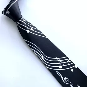 Kravata černá s bílou partiturou