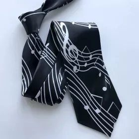 Kravata černá s bílou partiturou