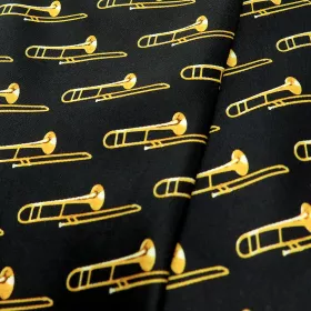 Kravata černá se zlatými trombóny