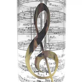 Láhev skleněná s šedými notami a zlatým houslovým kllíčem I Love Music
