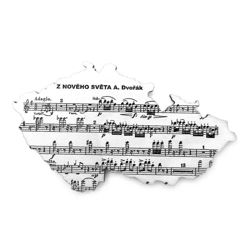 Magnet dřevěný mapa Česka Dvořák Z nového světa
