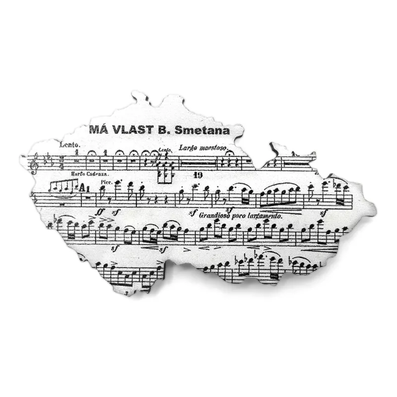 Magnet dřevěný mapa Česka Smetana Má vlast