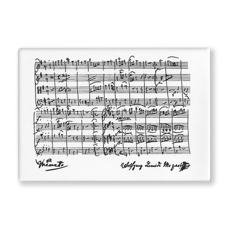 Magnet obdélníkový bílý partitura Mozart Menuetto