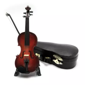 Miniatura housle hnědé se stojanem 14cm
