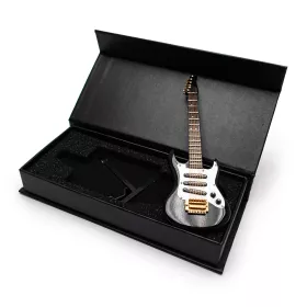Miniatura kytara elektrická černá se stojanem 18cm
