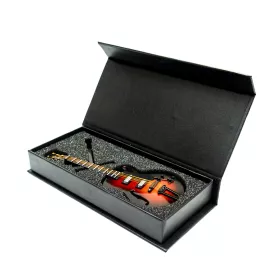 Miniatura kytara elektrická černočervená se stojanem 17cm
