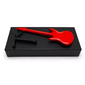 Miniatura kytara elektrická červená se stojanem 18cm