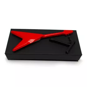 Miniatura kytara elektrická Gibson Flying V červená se stojanem 18cm