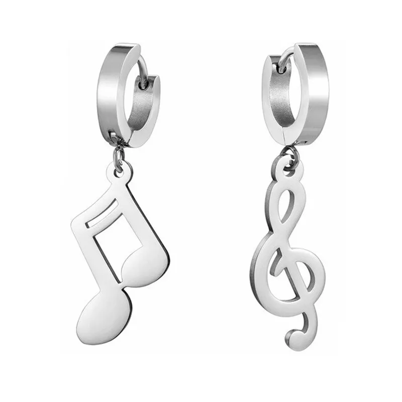 Náušnice stříbrné ocel s přívěskem not a houslového klíče