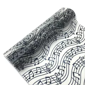 Organza bílá s černými partiturami 28 cm