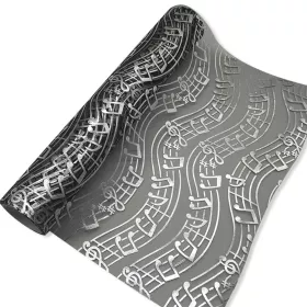 Organza černá se stříbrnými partiturami 28 cm