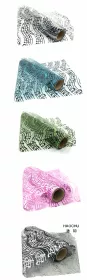 Organza černá se stříbrnými partiturami 28 cm