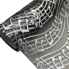 Organza černá se stříbrnými partiturami 28 cm