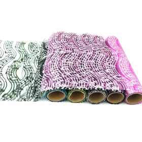 Organza černá se stříbrnými partiturami 28 cm