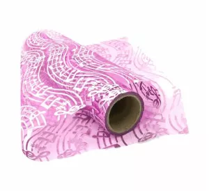 Organza černá se stříbrnými partiturami 28 cm