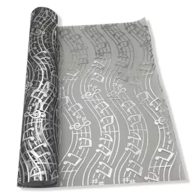 Organza černá se stříbrnými partiturami 28 cm