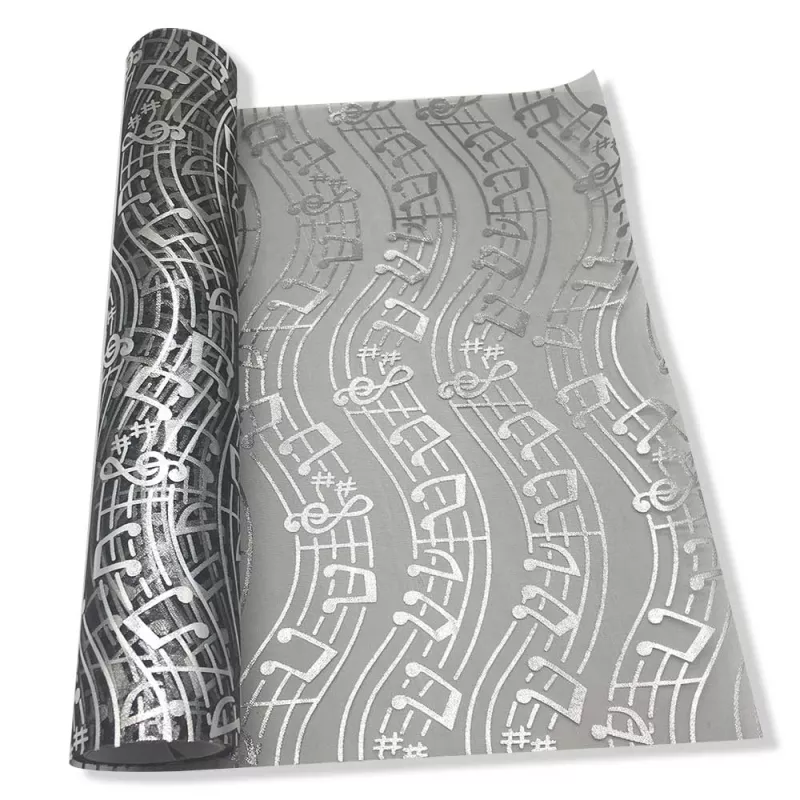 Organza černá se stříbrnými partiturami 28 cm