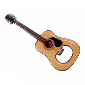 Otvírák na lahve stříbrný s magnetem s akustickou kytarou