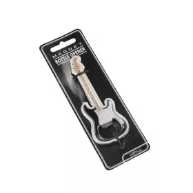 Otvírák na lahve stříbrný s magnetem s elektrickou kytarou Fender