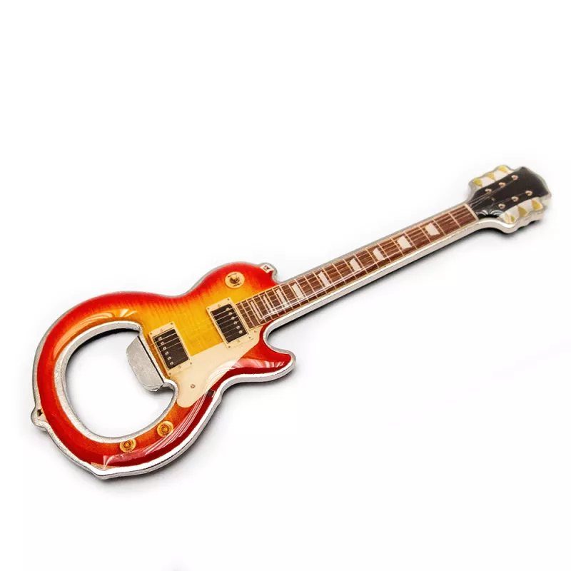 Otvírák na lahve stříbrný s magnetem s elektrickou kytarou Gibson