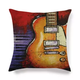 Povlak na polštářek barevný s elektrickou kytarou Gibson 45x45 cm