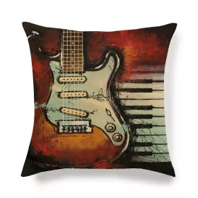 Povlak na polštářek barevný s elektrickou kytarou Fender 45x45 cm