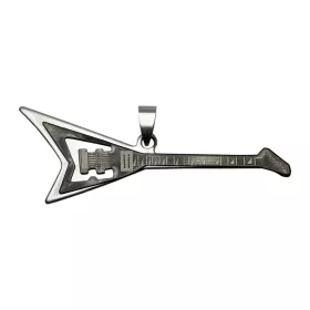 Přívěsek stříbrný nerez ocel kytara Flying V stříbrnozlatá