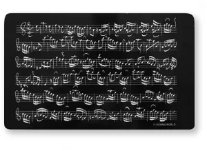 Prkénko krájecí černé s bílými notami - partitura Bach
