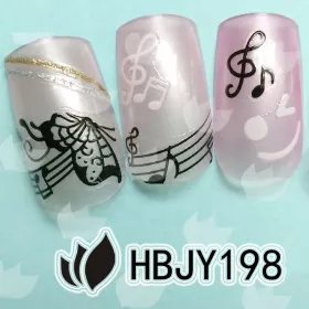Samolepky na nehty hudba noty bílé 12 štítků