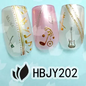 Samolepky na nehty hudba noty bílé 12 štítků