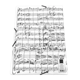 Složka A4 s gumou karton bílá s černými notami - partitura Mozart