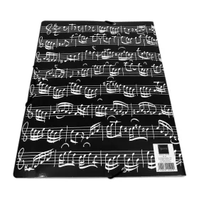 Složka A4 s gumou karton černá s bílými notami - partitura Bach