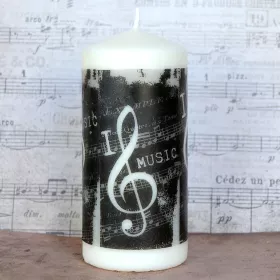 Svíčka oválná bílá přírodní I love music 15x7 cm