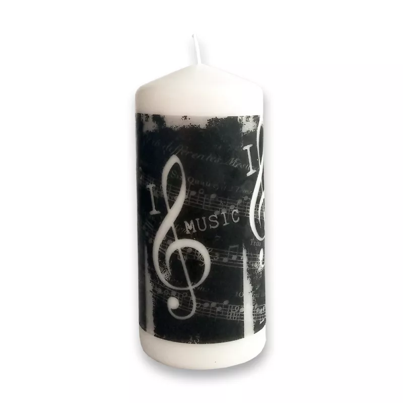 Svíčka oválná bílá přírodní I love music 15x7 cm