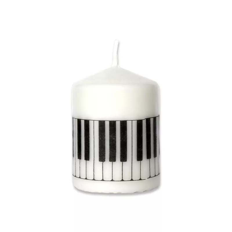 Svíčka oválná bílá přírodní s klaviaturou 8x6 cm