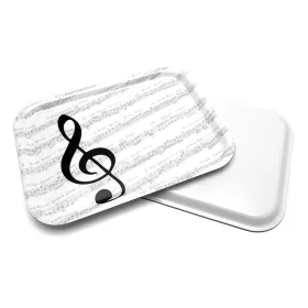 Tácek sevírovací bílý s šedými notami a černým houslovým klíčem I Love Music