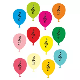 Balónek nafukovací s černými houslovými klíči - Bílá Balónek nafukovací s černými houslovými klíči - Bílá