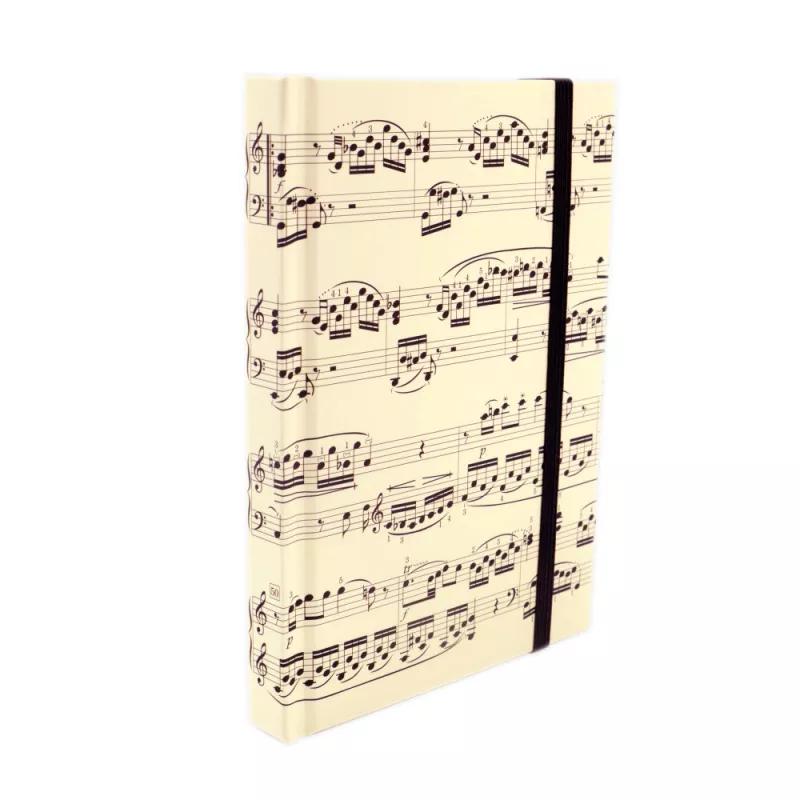 Blok poznámkový A6 béžový s černou partiturou a notami