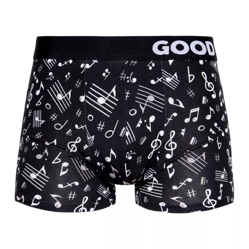 Boxerky černé s bílými notami a houslovými klíči