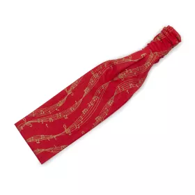 Čelenka vlasová textilní červená se zlatými notami a partiturou