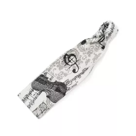 Čelenka vlasová textilní krémová s černými notami a houslemi