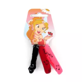 Gumičky vlasové 3ks barevné s houslovými klíčí a notami - černá/červená/růžová