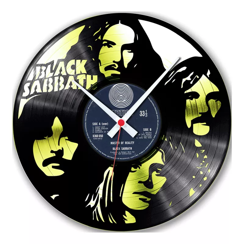 Hodiny nástěnné vinylové černé Black Sabbath Gold Edition