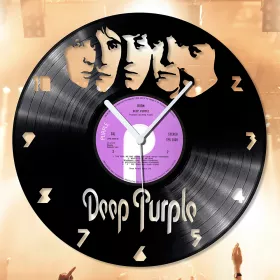 Hodiny nástěnné vinylové černé Deep Purple