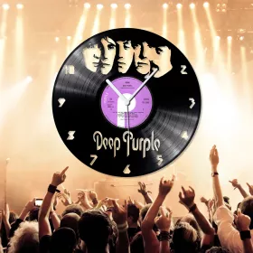 Hodiny nástěnné vinylové černé Deep Purple