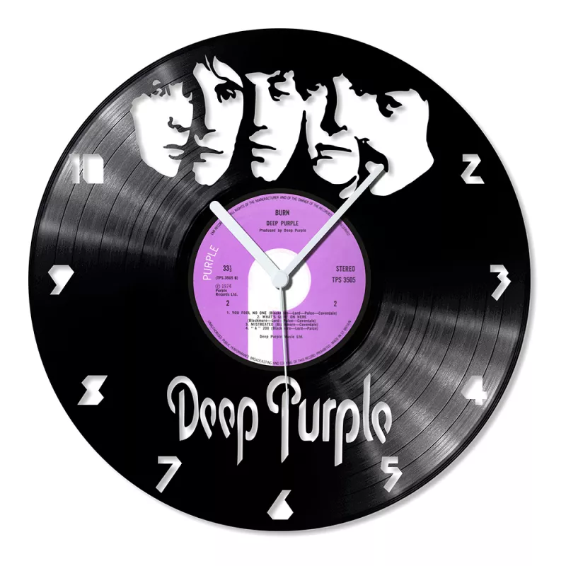 Hodiny nástěnné vinylové černé Deep Purple