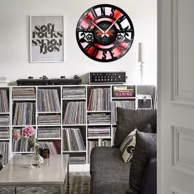 Hodiny nástěnné vinylové černé Guns N´ Roses Red Edition