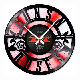 Hodiny nástěnné vinylové černé Guns N´ Roses Red Edition