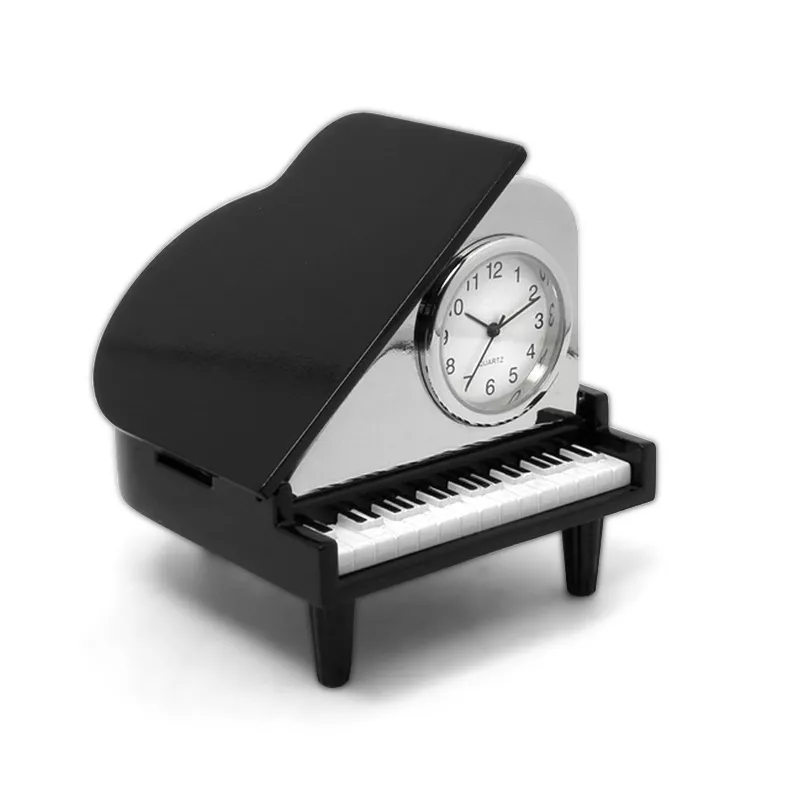 Hodiny stolní s miniaturou klavír černý