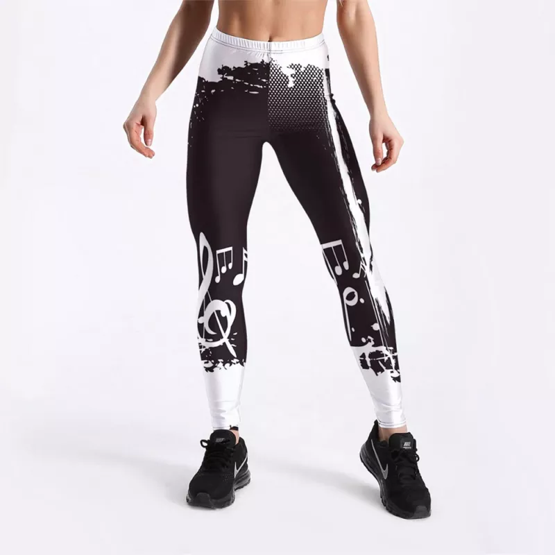 Legíny dámské bíločerné noty